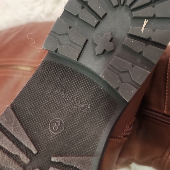 Like New! FOREVER Link Shoes Sweater Cuffed Knee High Faux Leather Boots Size 8 - Picture 11 of 11